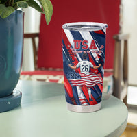 USA World Football Tumbler Cup One Team One Goal - Patriotic Bald Eagle Mascot Soccer
