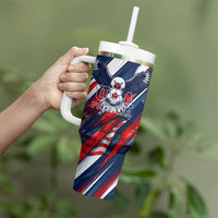 USA World Football Tumbler With Handle One Team One Goal - Patriotic Bald Eagle Mascot Soccer