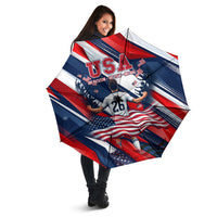 USA World Football Umbrella One Team One Goal - Patriotic Bald Eagle Mascot Soccer