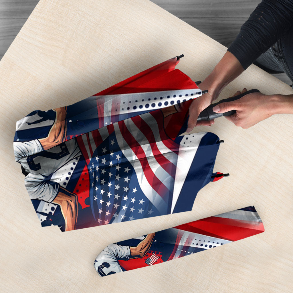 USA World Football Umbrella One Team One Goal - Patriotic Bald Eagle Mascot Soccer