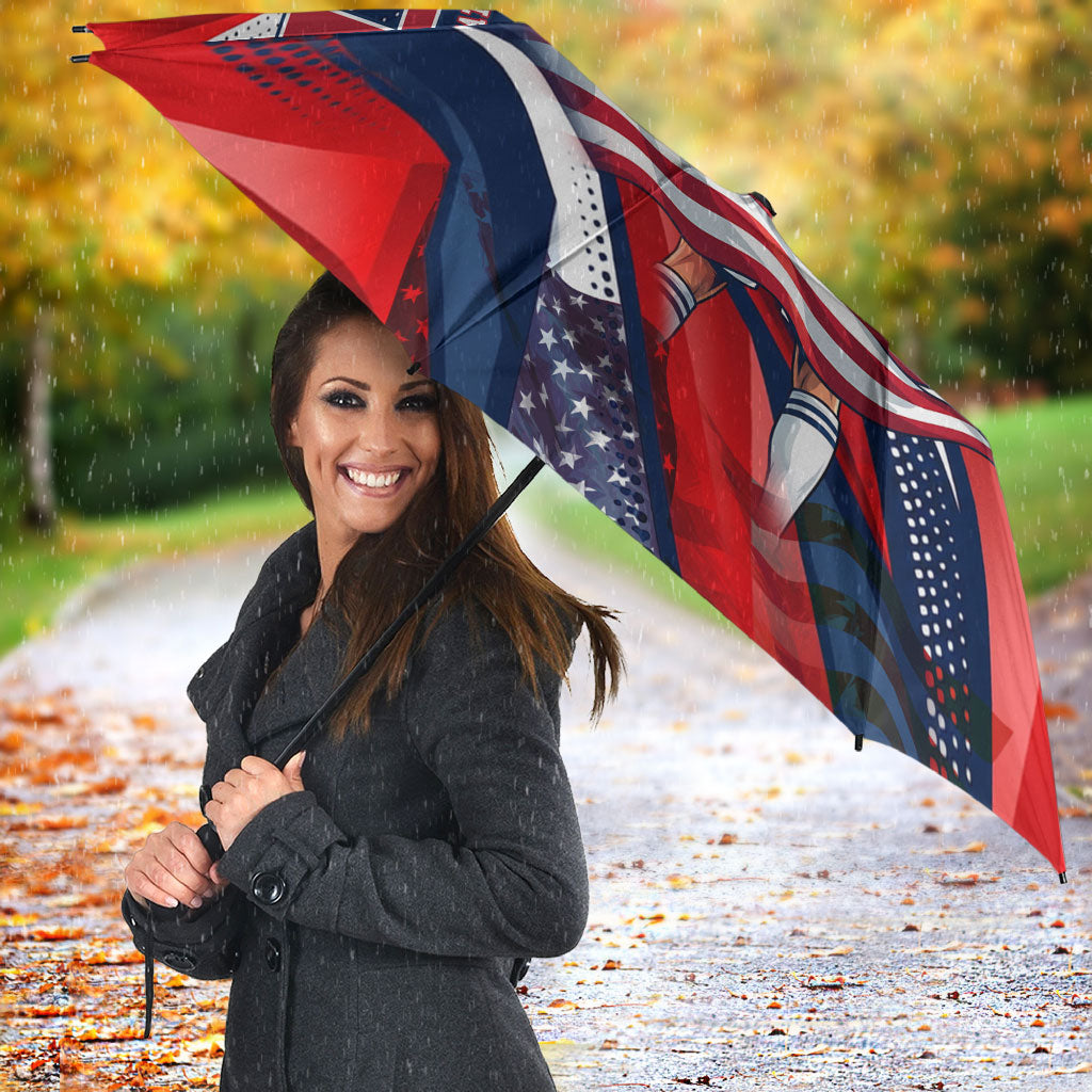 USA World Football Umbrella One Team One Goal - Patriotic Bald Eagle Mascot Soccer