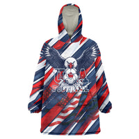 USA World Football Wearable Blanket Hoodie One Team One Goal - Patriotic Bald Eagle Mascot Soccer