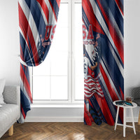 USA World Football Window Curtain One Team One Goal - Patriotic Bald Eagle Mascot Soccer