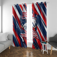 USA World Football Window Curtain One Team One Goal - Patriotic Bald Eagle Mascot Soccer