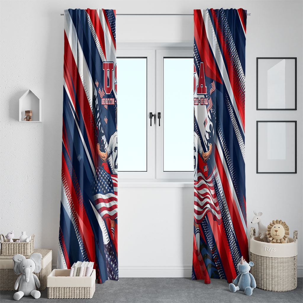 USA World Football Window Curtain One Team One Goal - Patriotic Bald Eagle Mascot Soccer