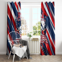USA World Football Window Curtain One Team One Goal - Patriotic Bald Eagle Mascot Soccer
