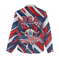 USA World Football Women Casual Shirt One Team One Goal - Patriotic Bald Eagle Mascot Soccer