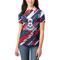 USA World Football Women Polo Shirt One Team One Goal - Patriotic Bald Eagle Mascot Soccer