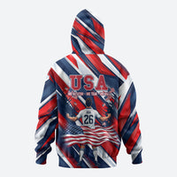 USA World Football Zip Hoodie One Team One Goal - Patriotic Bald Eagle Mascot Soccer