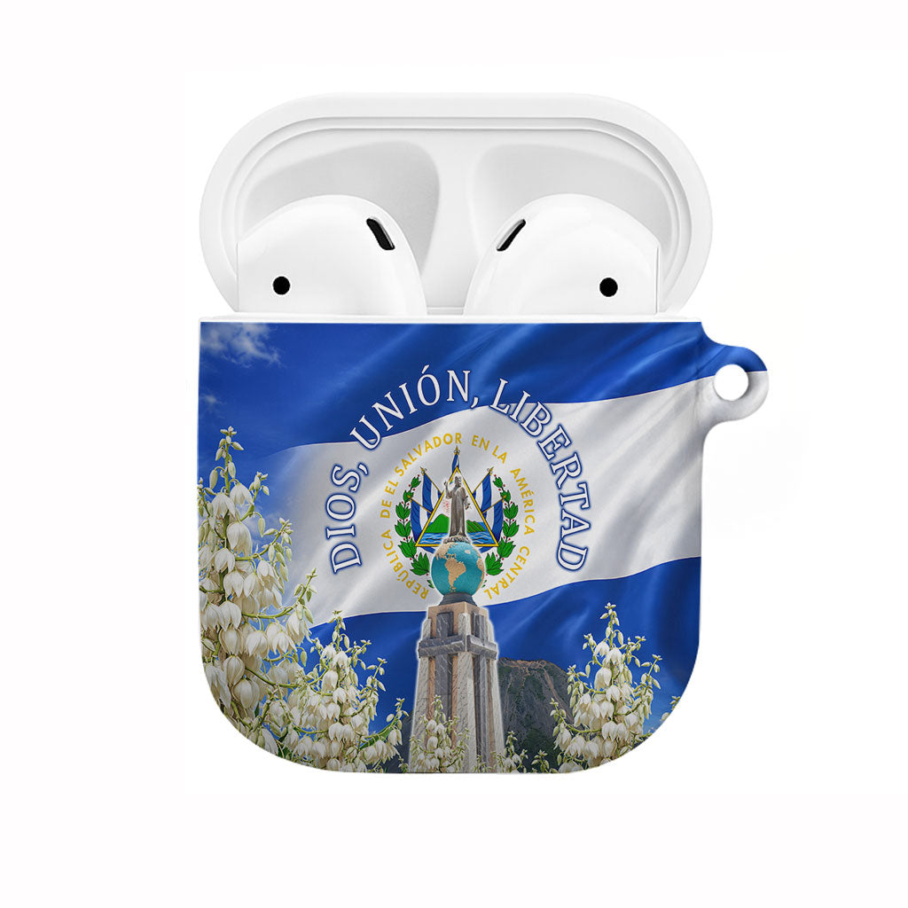 El Salvador Torogoz Bird AirPods Case Divine Savior Monument Volcano Flor De Izote Art