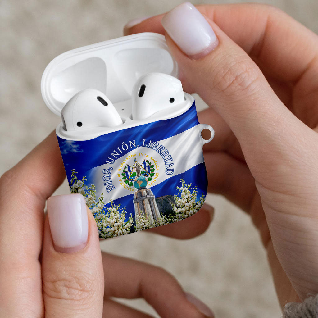 El Salvador Torogoz Bird AirPods Case Divine Savior Monument Volcano Flor De Izote Art