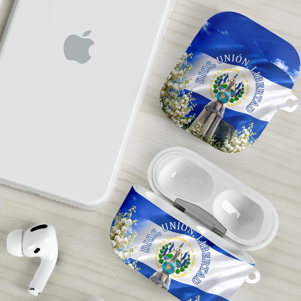 El Salvador Torogoz Bird AirPods Case Divine Savior Monument Volcano Flor De Izote Art