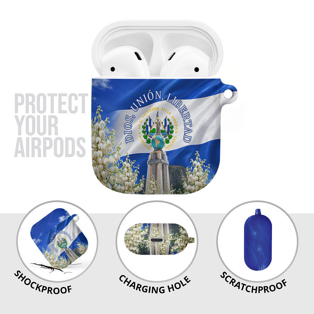 El Salvador Torogoz Bird AirPods Case Divine Savior Monument Volcano Flor De Izote Art
