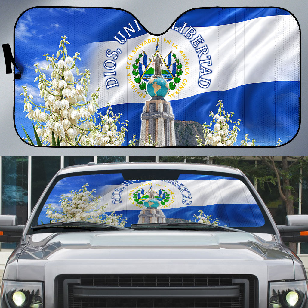 El Salvador Torogoz Bird Auto Sun Shade Divine Savior Monument Volcano Flor De Izote Art