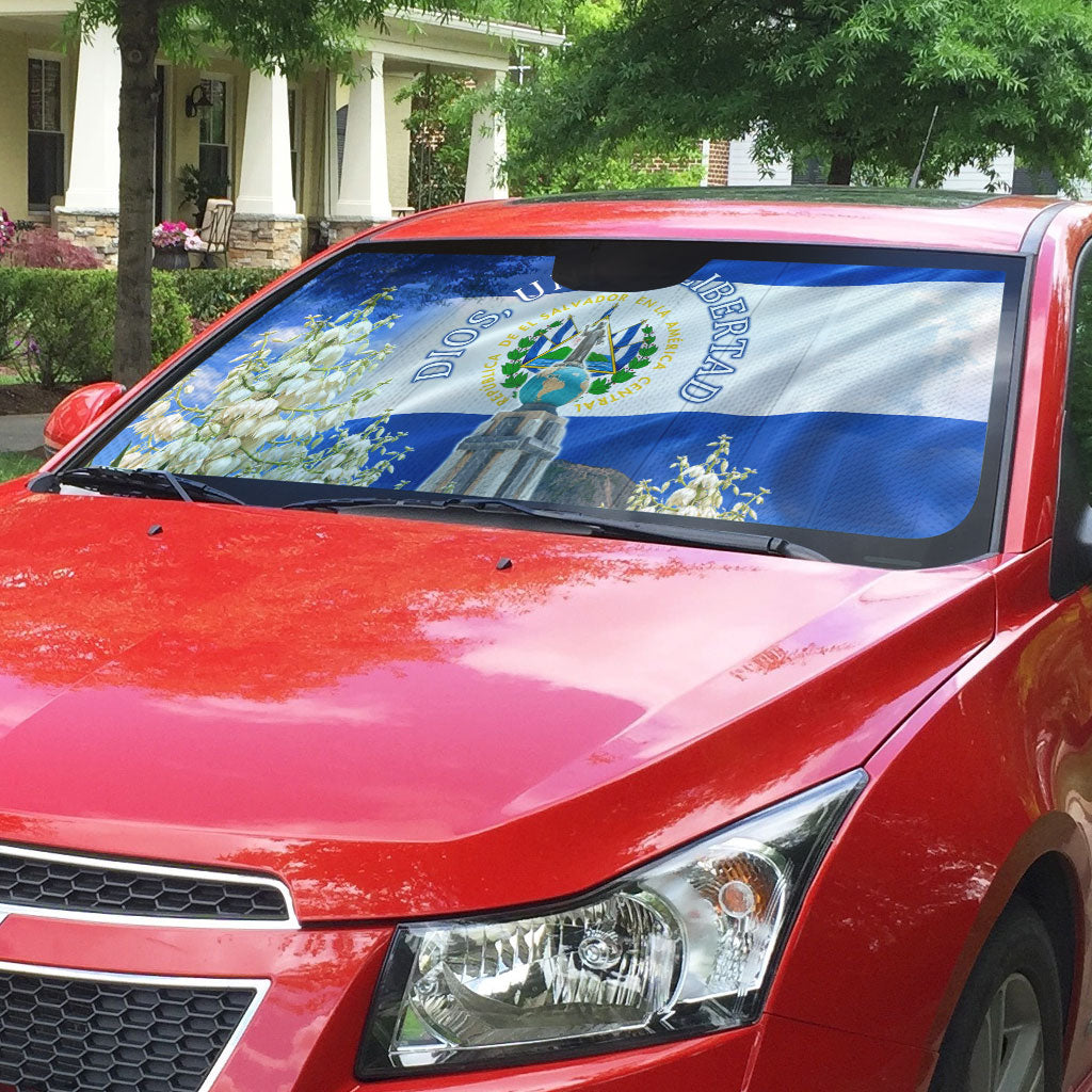 El Salvador Torogoz Bird Auto Sun Shade Divine Savior Monument Volcano Flor De Izote Art