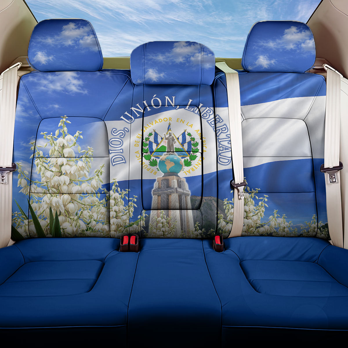 El Salvador Torogoz Bird Back Car Seat Cover Divine Savior Monument Volcano Flor De Izote Art