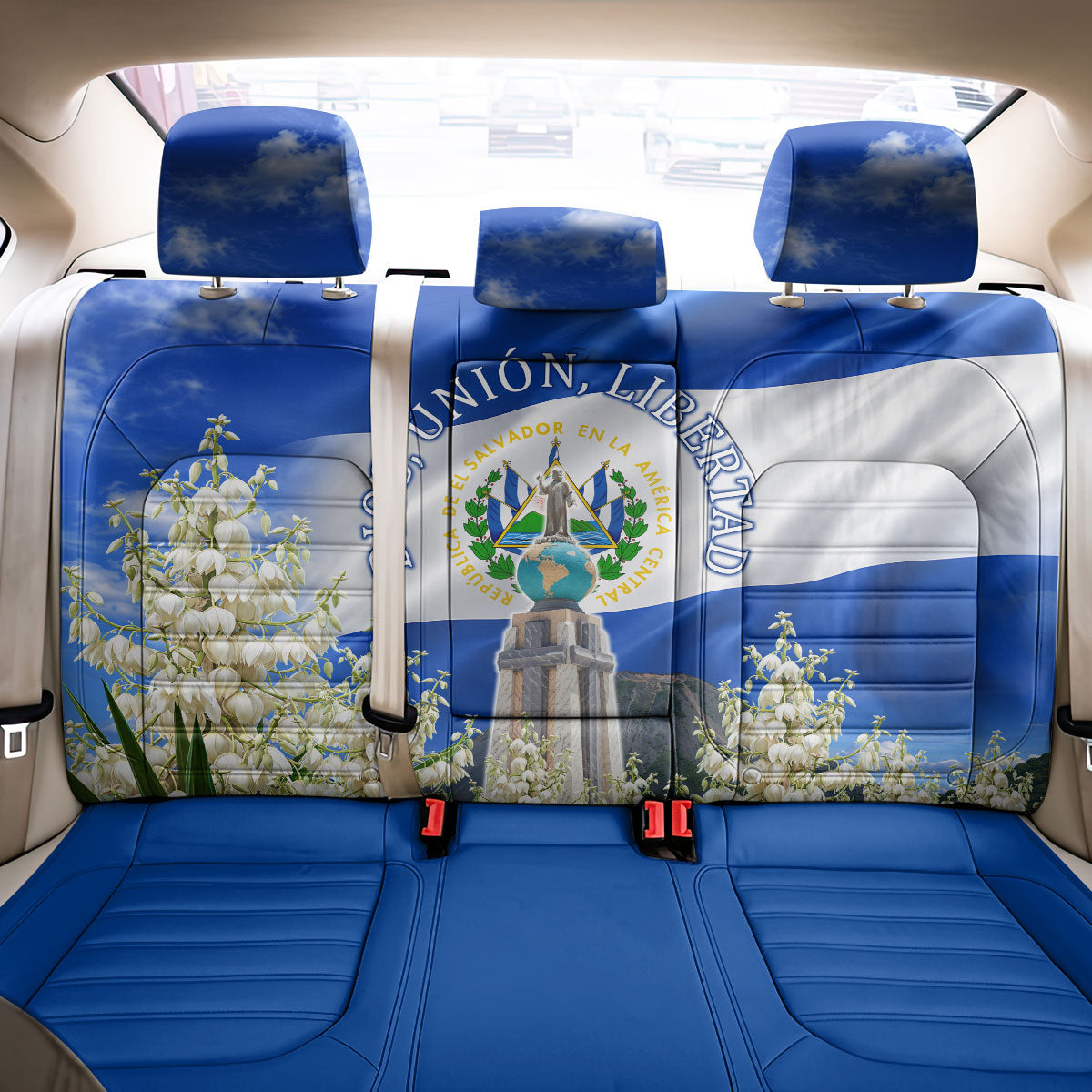 El Salvador Torogoz Bird Back Car Seat Cover Divine Savior Monument Volcano Flor De Izote Art