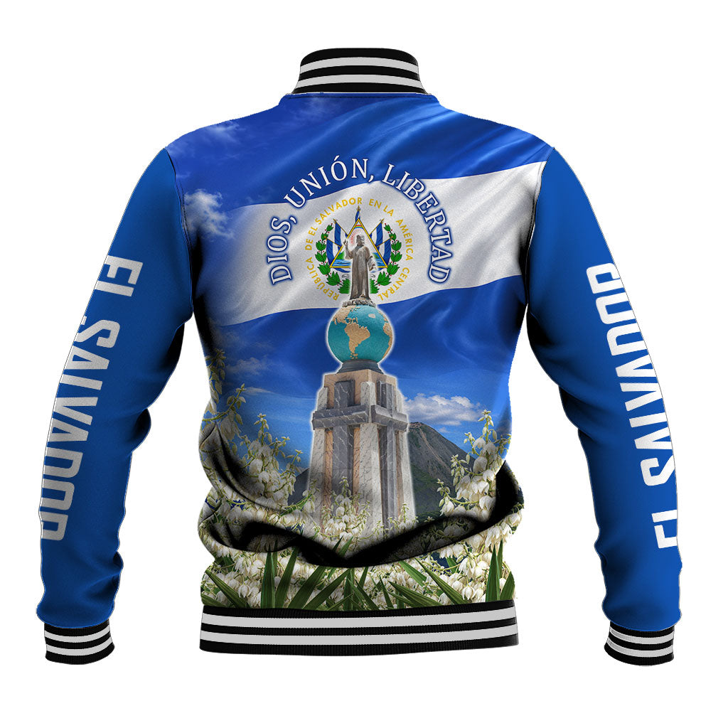 El Salvador Torogoz Bird Baseball Jacket Divine Savior Monument Volcano Flor De Izote Art