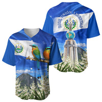 El Salvador Torogoz Bird Baseball Jersey Divine Savior Monument Volcano Flor De Izote Art