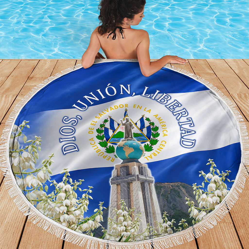 El Salvador Torogoz Bird Beach Blanket Divine Savior Monument Volcano Flor De Izote Art