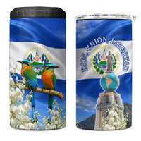 El Salvador Torogoz Bird 4 in 1 Can Cooler Tumbler Divine Savior Monument Volcano Flor De Izote Art