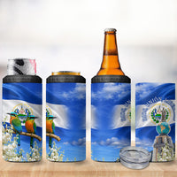 El Salvador Torogoz Bird 4 in 1 Can Cooler Tumbler Divine Savior Monument Volcano Flor De Izote Art