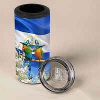El Salvador Torogoz Bird 4 in 1 Can Cooler Tumbler Divine Savior Monument Volcano Flor De Izote Art