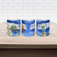 El Salvador Torogoz Bird Ceramic Mug Divine Savior Monument Volcano Flor De Izote Art