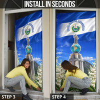El Salvador Torogoz Bird Door Cover Divine Savior Monument Volcano Flor De Izote Art
