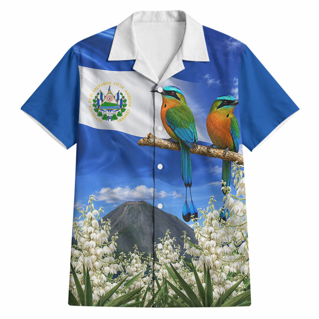 El Salvador Torogoz Bird Hawaiian Shirt Divine Savior Monument Volcano Flor De Izote Art