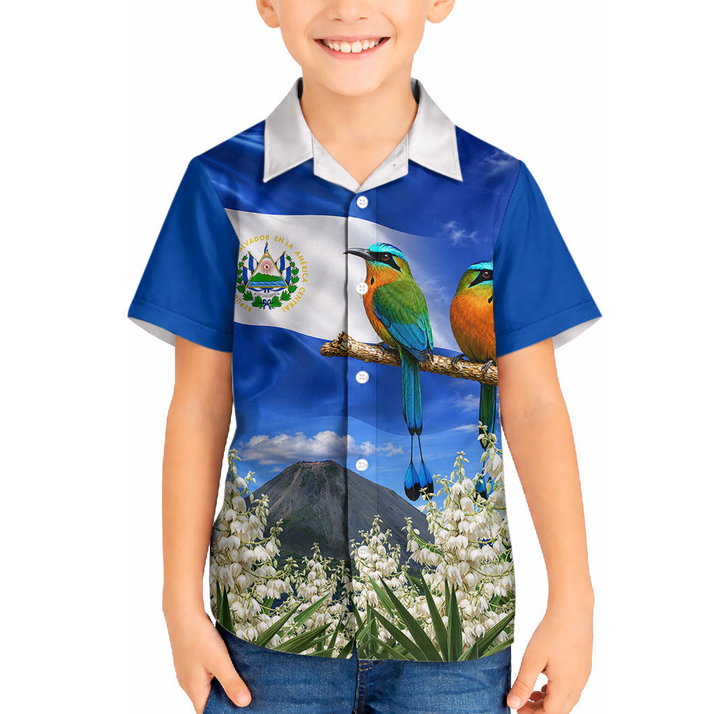 El Salvador Torogoz Bird Hawaiian Shirt Divine Savior Monument Volcano Flor De Izote Art