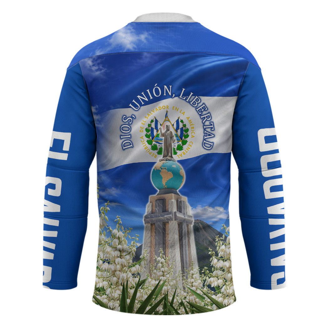 El Salvador Torogoz Bird Hockey Jersey Divine Savior Monument Volcano Flor De Izote Art