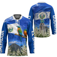 El Salvador Torogoz Bird Hockey Jersey Divine Savior Monument Volcano Flor De Izote Art