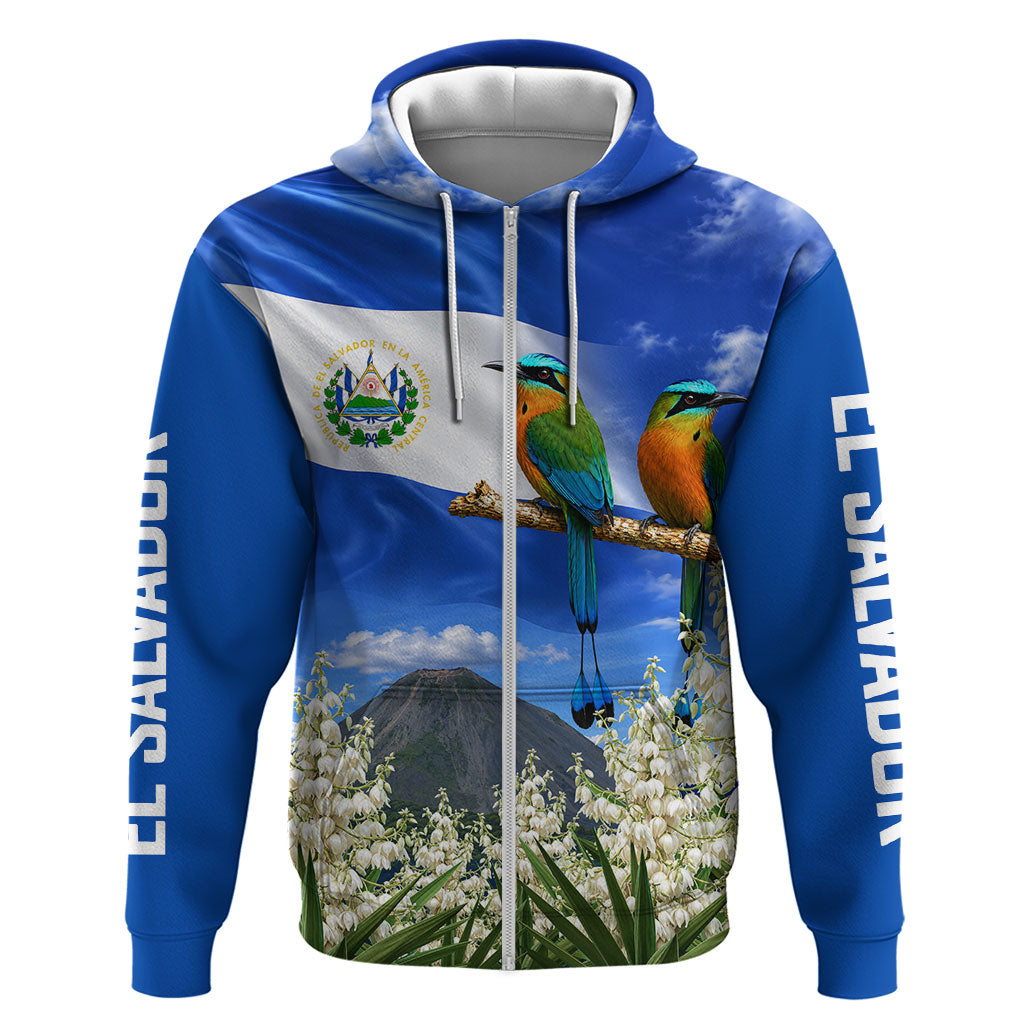 El Salvador Torogoz Bird Hoodie Divine Savior Monument Volcano Flor De Izote Art