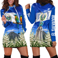 El Salvador Torogoz Bird Hoodie Dress Divine Savior Monument Volcano Flor De Izote Art