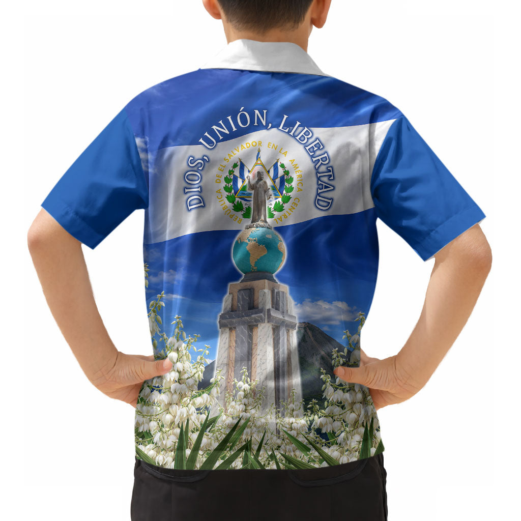 El Salvador Torogoz Bird Kid Hawaiian Shirt Divine Savior Monument Volcano Flor De Izote Art