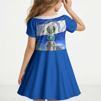 El Salvador Torogoz Bird Kid Short Sleeve Dress Divine Savior Monument Volcano Flor De Izote Art