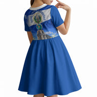 El Salvador Torogoz Bird Kid Short Sleeve Dress Divine Savior Monument Volcano Flor De Izote Art