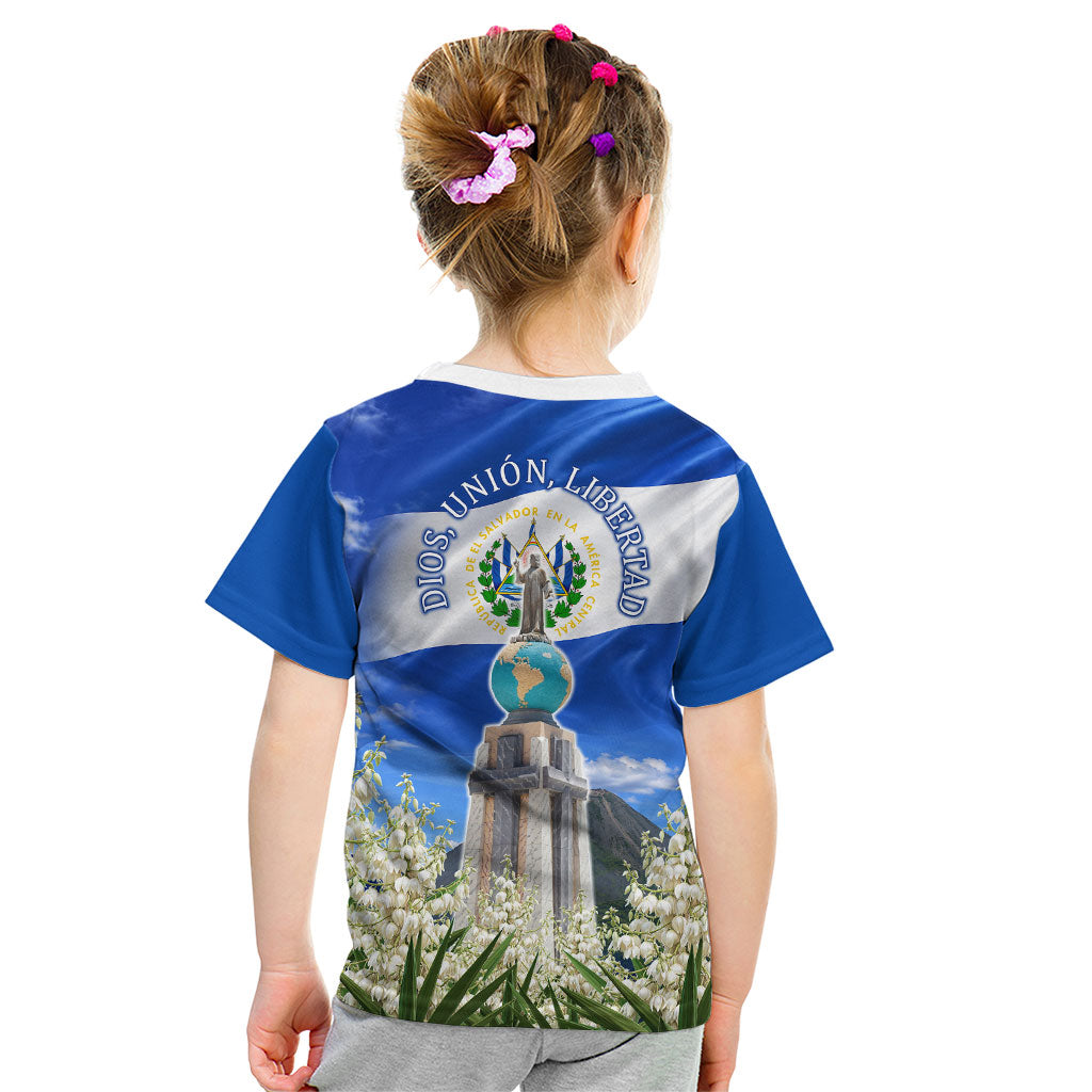 El Salvador Torogoz Bird Kid T Shirt Divine Savior Monument Volcano Flor De Izote Art