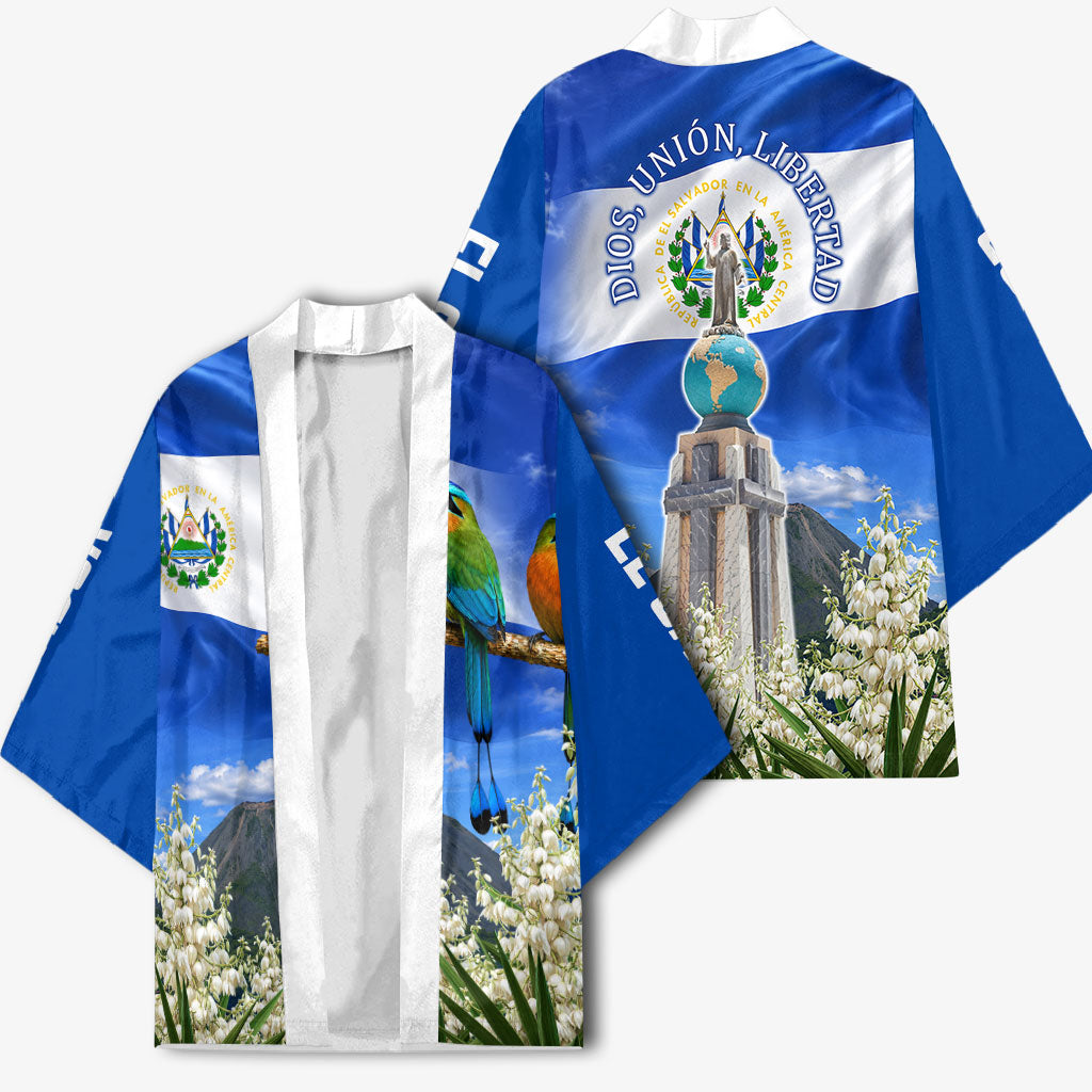 El Salvador Torogoz Bird Kimono Divine Savior Monument Volcano Flor De Izote Art