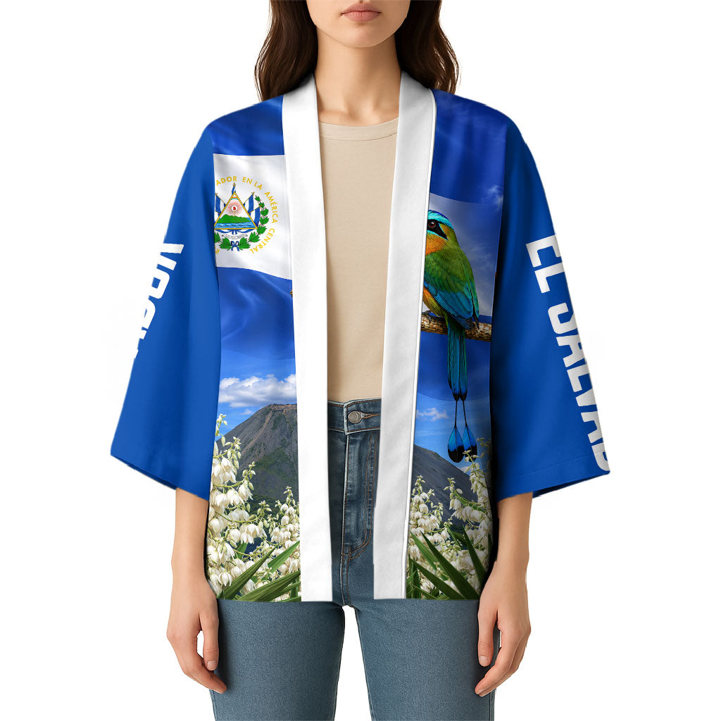 El Salvador Torogoz Bird Kimono Divine Savior Monument Volcano Flor De Izote Art