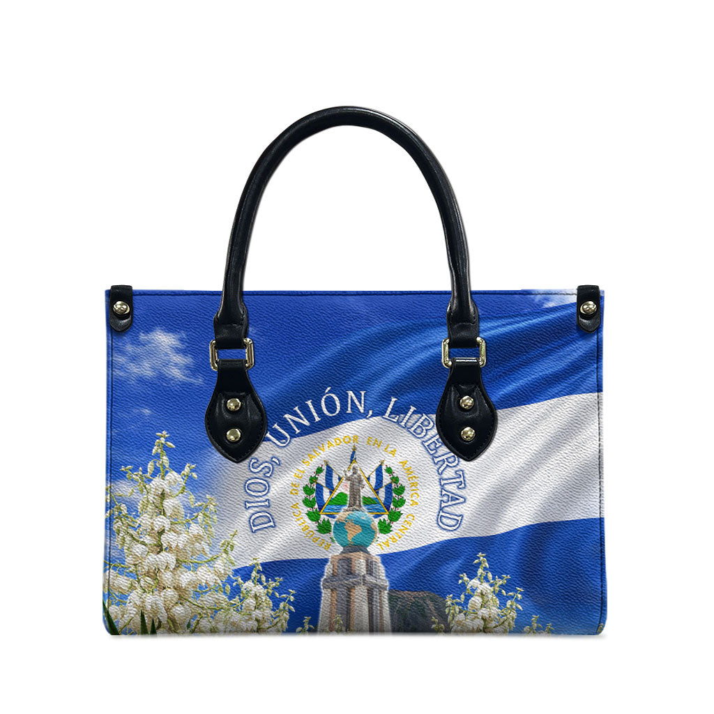El Salvador Torogoz Bird Leather Bag Divine Savior Monument Volcano Flor De Izote Art