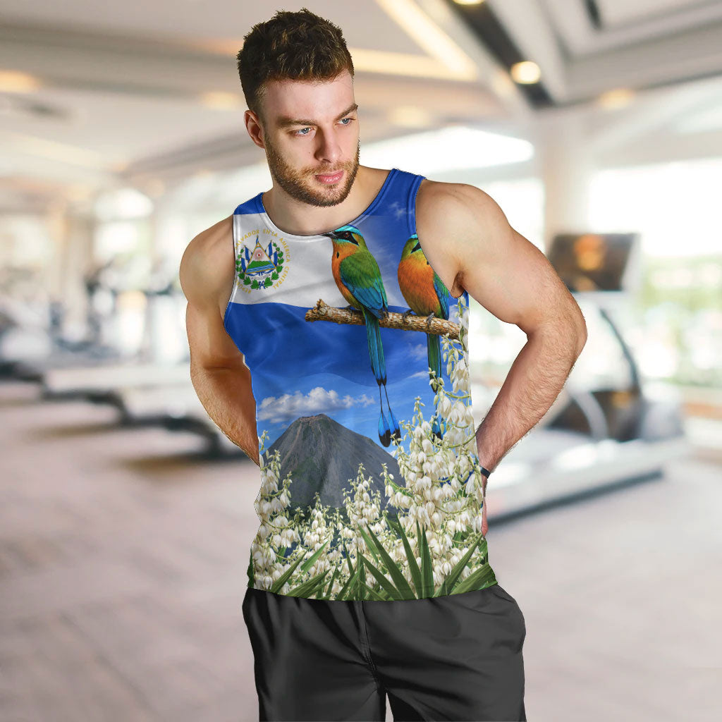 El Salvador Torogoz Bird Men Tank Top Divine Savior Monument Volcano Flor De Izote Art