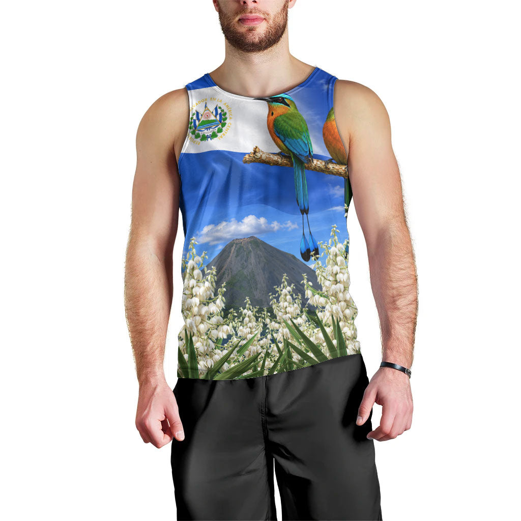 El Salvador Torogoz Bird Men Tank Top Divine Savior Monument Volcano Flor De Izote Art