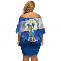 El Salvador Torogoz Bird Off Shoulder Short Dress Divine Savior Monument Volcano Flor De Izote Art