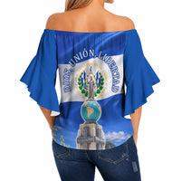 El Salvador Torogoz Bird Off Shoulder Wrap Waist Top Divine Savior Monument Volcano Flor De Izote Art