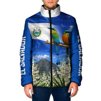 El Salvador Torogoz Bird Padded Jacket Divine Savior Monument Volcano Flor De Izote Art