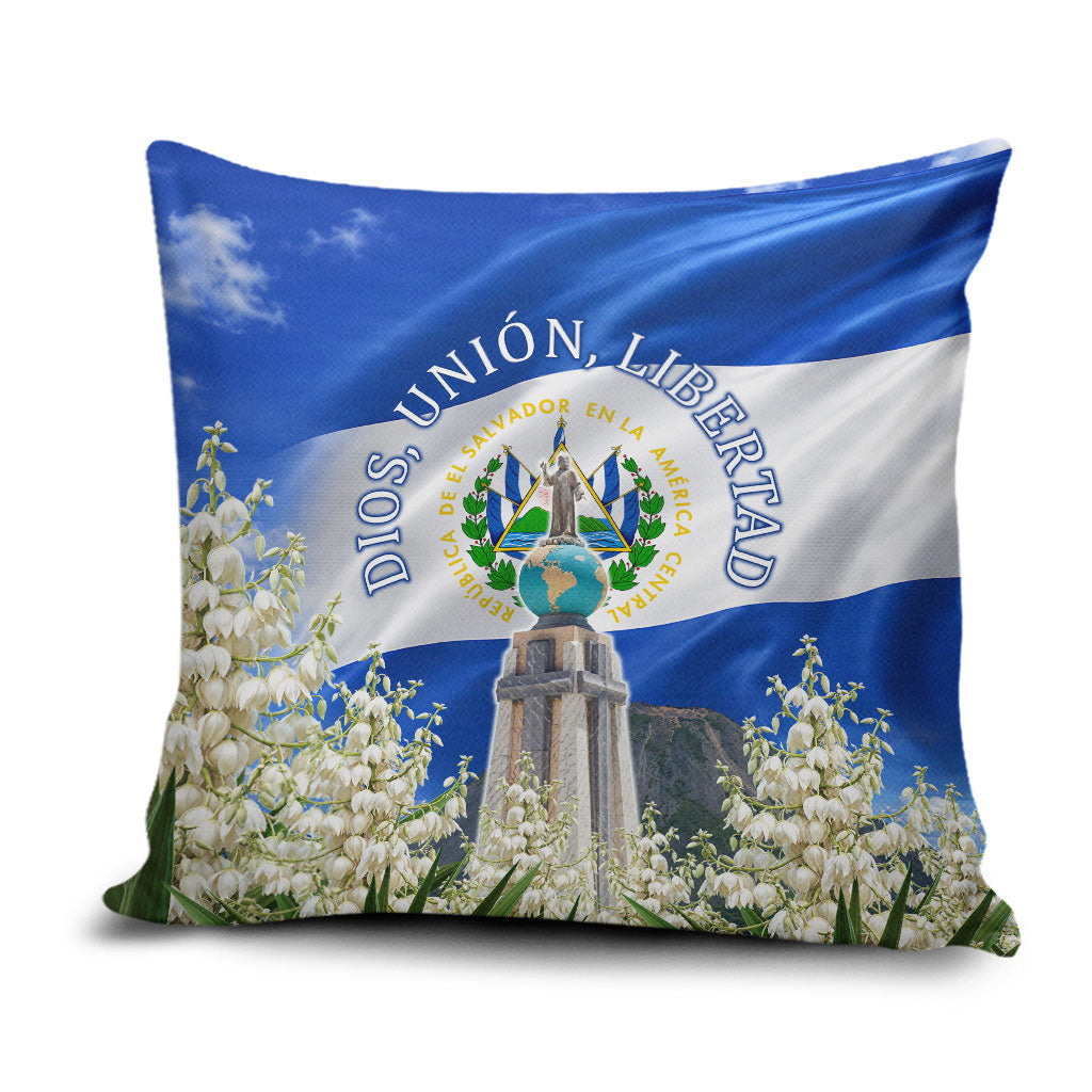 El Salvador Torogoz Bird Pillow Cover Divine Savior Monument Volcano Flor De Izote Art