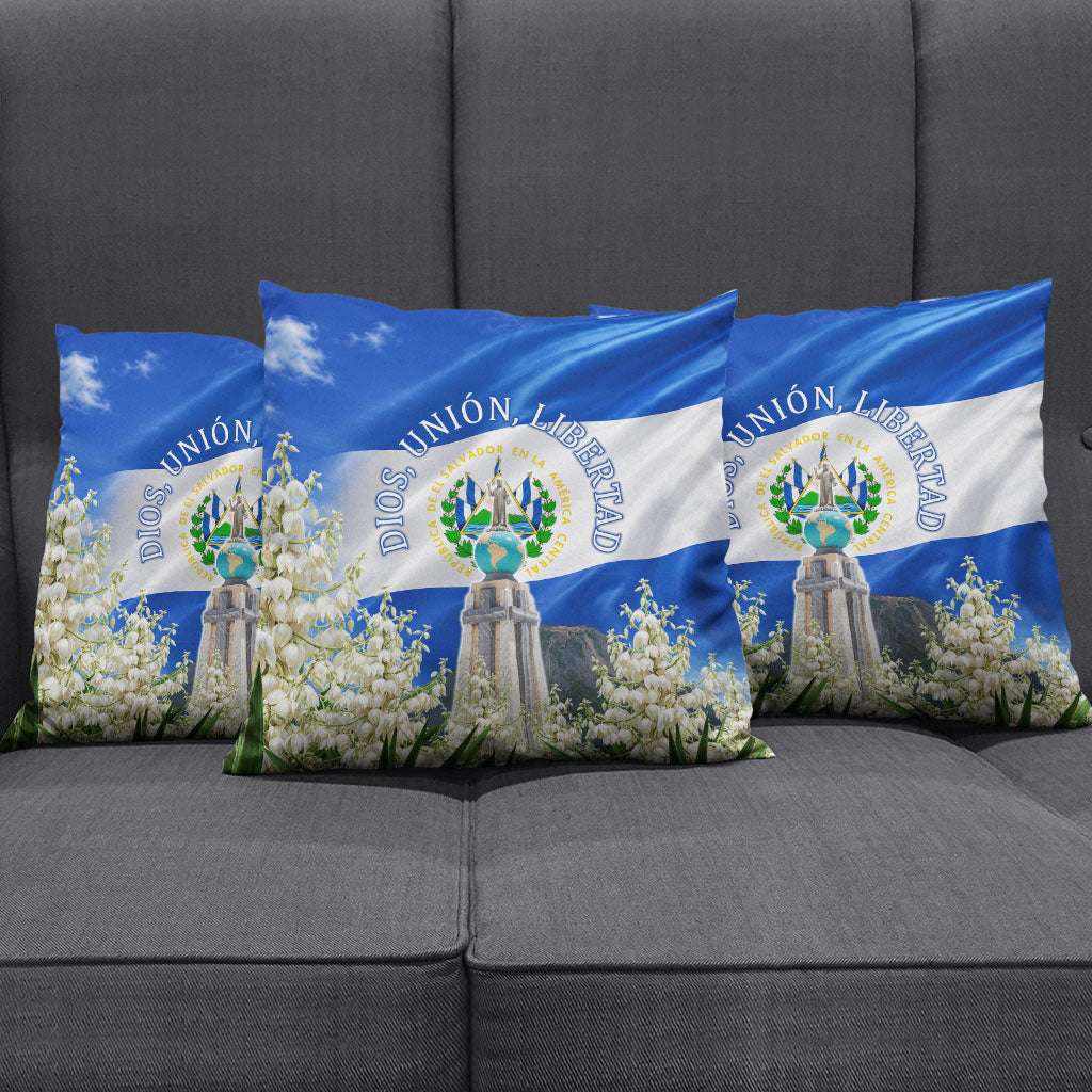 El Salvador Torogoz Bird Pillow Cover Divine Savior Monument Volcano Flor De Izote Art