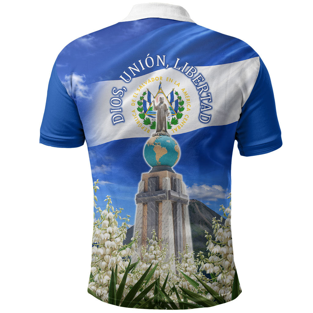 El Salvador Torogoz Bird Polo Shirt Divine Savior Monument Volcano Flor De Izote Art